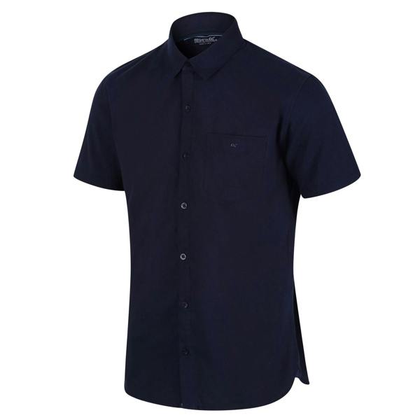 Regatta Mens Mikel Oxford Short-Sleeved Shirt - Navy - 