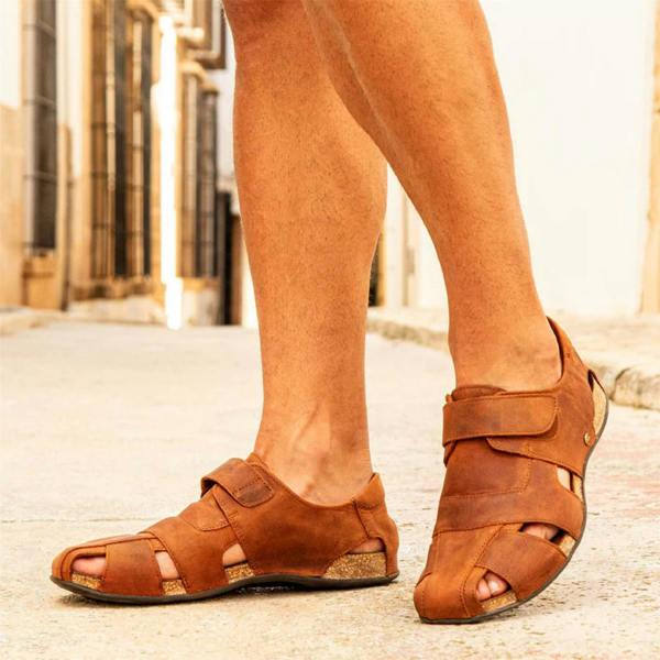 Panama Jack Fletcher Basics C5 Men's Bark Brown Leather Sandals