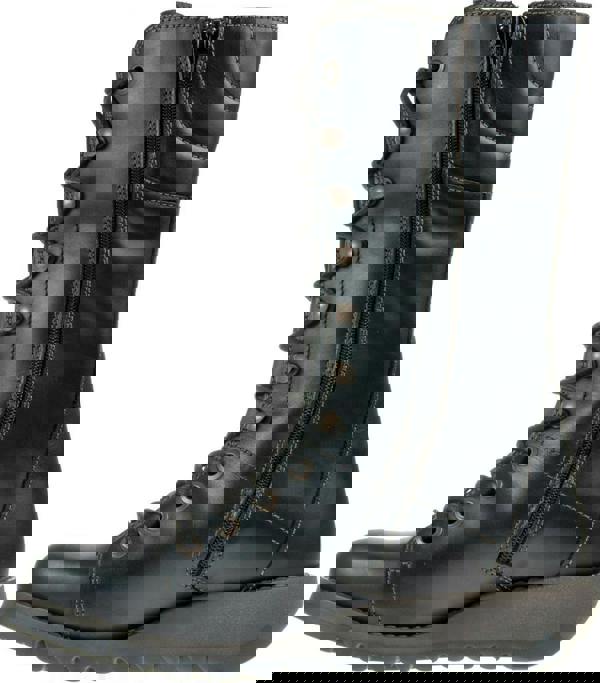 Fly London STER Womens Zip-Up Lace Wedge Leather Mid Calf Boots