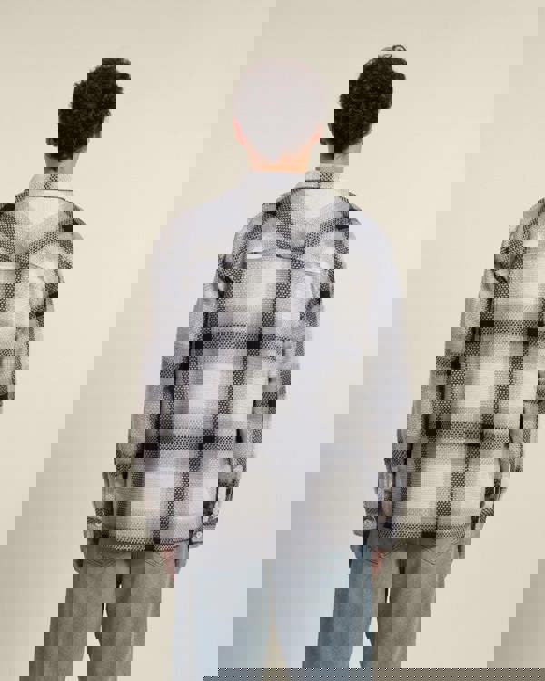 Larsson & Co Cream With Navy Check Textured Overshirt