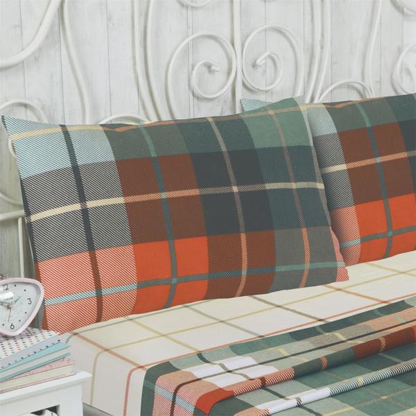 Flannelette Lomond Sheet Set - Terracotta - Single