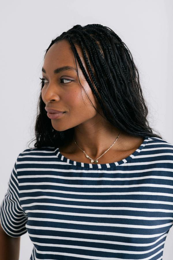 Lily & Me Kite Boxy Stripe T-Shirt Navy