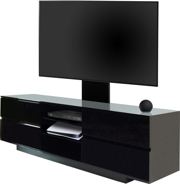 Centurion Supports AVITUS Gloss Black with 4-Black Drawers for up to 65" LED/LCD/Plasma TV Stand with Mounting Arm