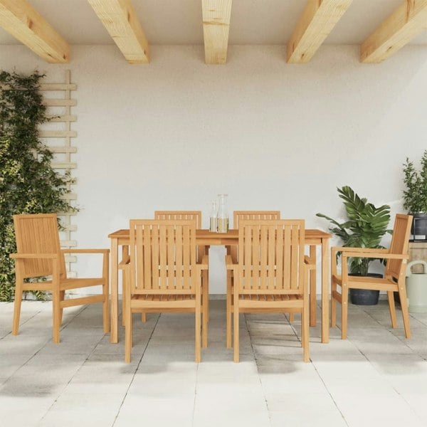 Berkfield 7 Piece Garden Dining Set Solid Wood Teak