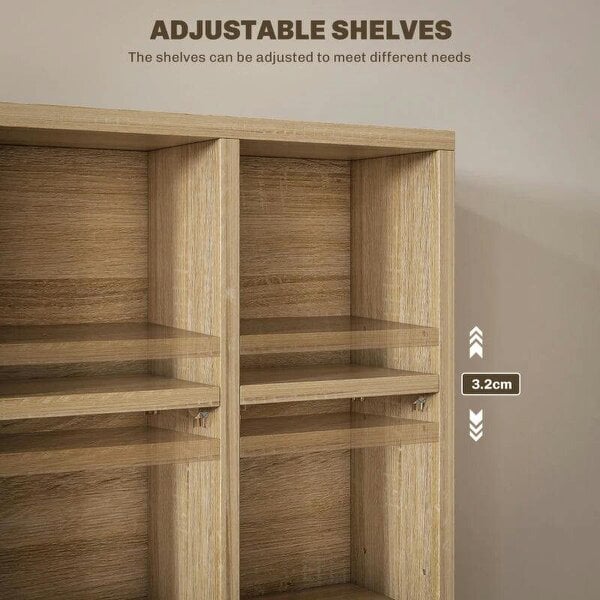 Bobobiy CD Storage Unit with Adjustable Shelves, Suitable for up to 456 CDs, 89 x 130.5 cm, Nature Wood Finish