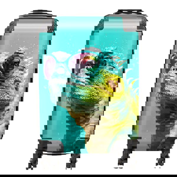 Warren Reed Splashart Iguana Wearing Glasses Suitcase