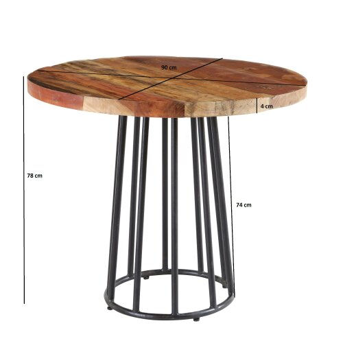 Wyld Haus Seattle Reclaimed Wood and Metal Round Dining Table