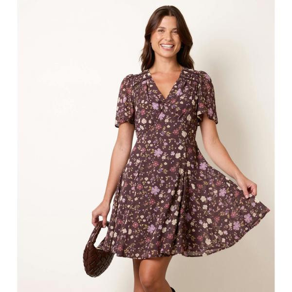 Blue Vanilla V Neck Floral Mini Dress