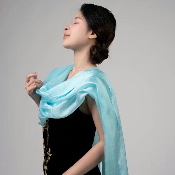 Ice Blue Silk Scarf – Hand-Dyed Mulberry Silk, Bridesmaid & Evening Wrap