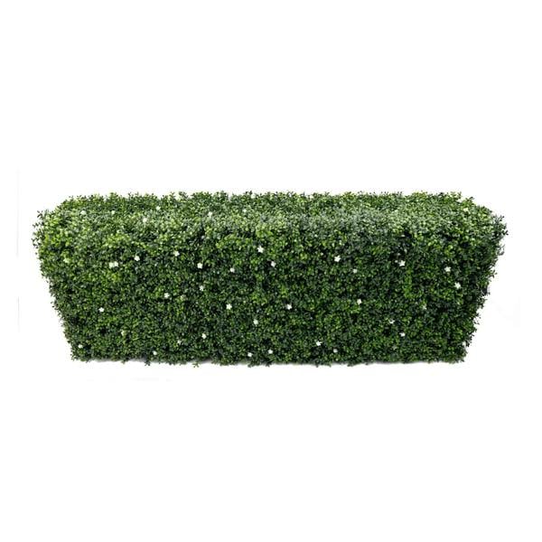 Premium Freestanding Artificial Boxwood & White Flower Hedge