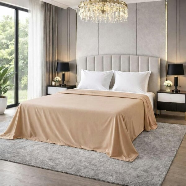 Night Zone Polycotton Flat Sheet – Soft Easy Care Bed Linen for Everyday Use - Latte
