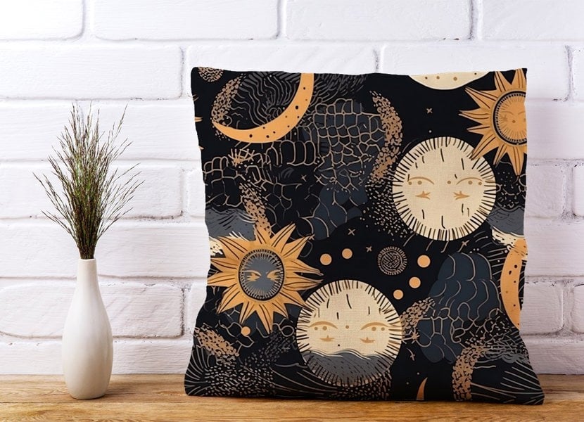 Warren Reed Gold Sun and Moon Cushions