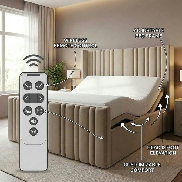 Paradise Beds Rest Line Pannel Electric Adjustable bed With Memory Mattress King