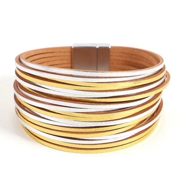 One Of A Kind Club Gold and silver wide twisted bracelet