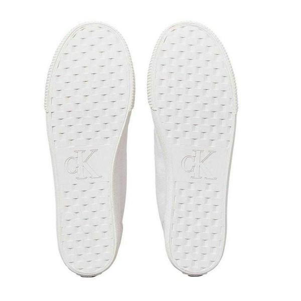 Calvin Klein Mens Ess Vulc Canvas Casual Flat Trainers - Bright White - 