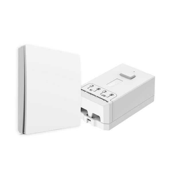 Ener-J 1-Gang Wireless Kinetic Switch & 100W WiFi Dimmable Receiver Kit, White, Battery-Free & Smart Dimming
