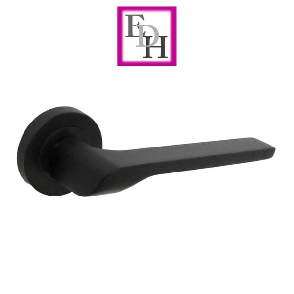 EDH Door Hardware Modern Matt Black Door Handles Internal - Uno-2 Lever Latch On Rose