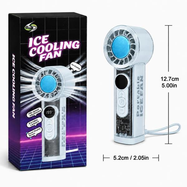 Dyzi Portable Ice Cooling Handheld Fan 199 Speed USB Rechargeable