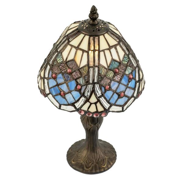 Classic Hand Crafted Round Beaded Tiffany Table Lamp in Lavender Lilac Image 5