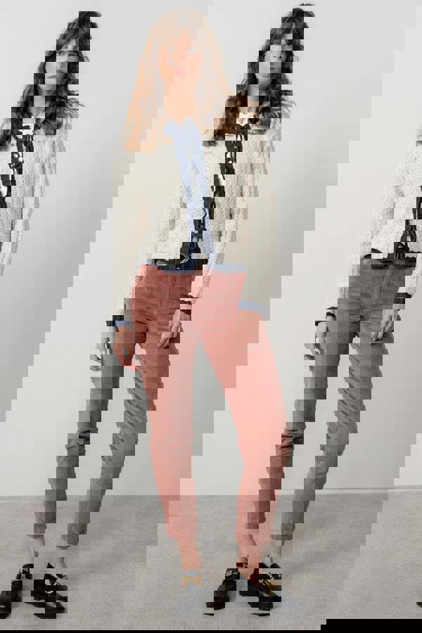 Lily & Me Adelia Tie Front Cardigan Ecru/ Navy