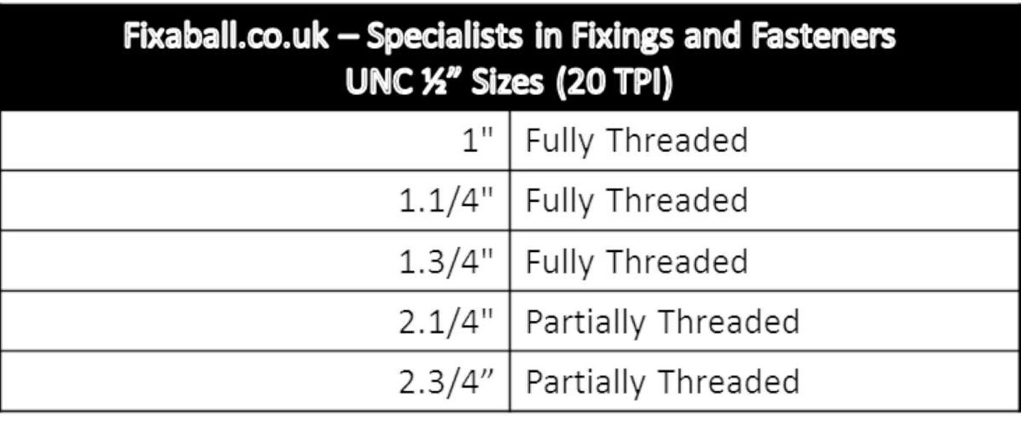 Fixaball UNC 1/2" Hex Bolt Set Screws A2 304 Stainless Steel