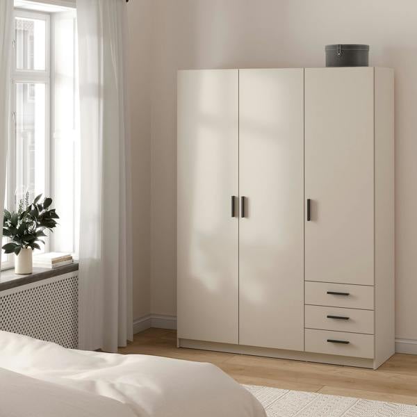 Furniture To Go Sprint Wardrobe with 3 Doors + 3 Drawers in Cashmere