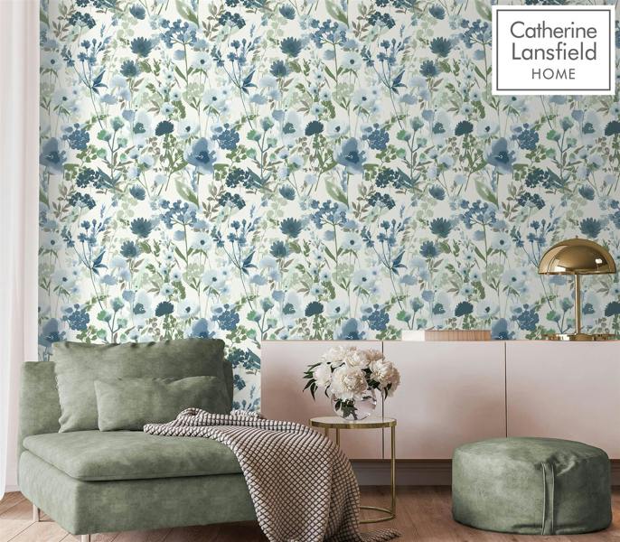Catherine Lansfield Countryside Blue Wallpaper image 3