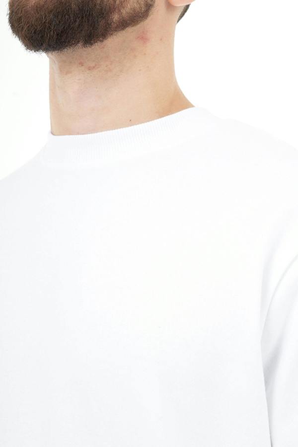 Smart Living Mens Polycotton Sweatshirt - Casual Long Sleeve Crewneck Pullover Jumper - White