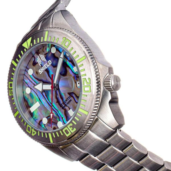Shield Atlantis Abalone Bracelet Watch w/Date - Silver - SLDSH108-1
