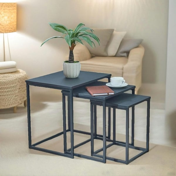 Rafaelo Mobilia Set Of 3 Nesting Tables Black