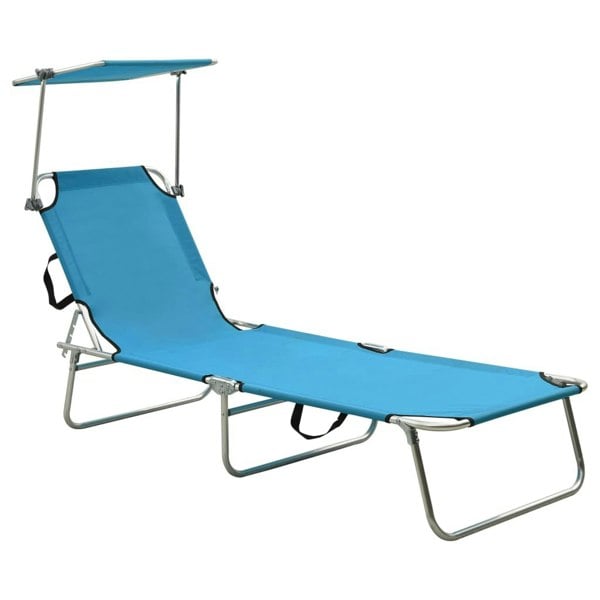 Berkfield Folding Sun Lounger with Canopy Blue Aluminium