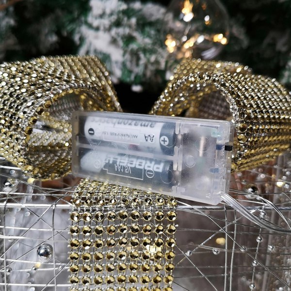 Samuel Alexander Set of 3 Battery Operated Gold Sparkly Christmas Gift Boxes with LEDs