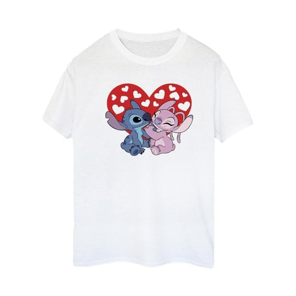 Disney Womens/Ladies Lilo & Stitch Hearts Cotton Boyfriend T-Shirt - White