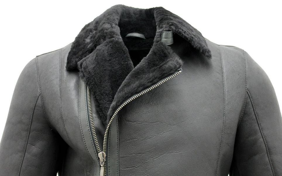 Infinity Leather Mens Double Breasted Sheepskin Leather Biker Jacket-Manila