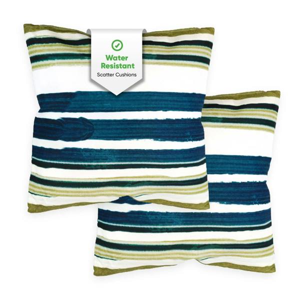 Gardenwize Pair of Outdoor Scatter Cushions – Painted Stripe Design