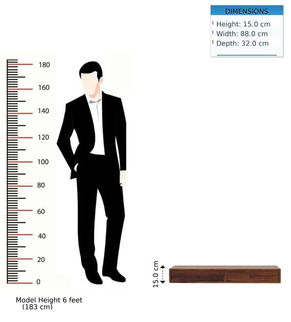 Artisan Furniture Lunar 2 Drawer Chestnut Wall Mounted Console