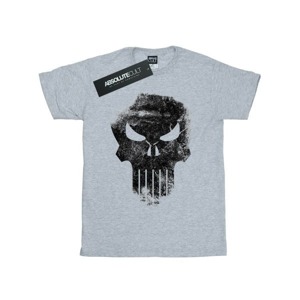 Marvel Boys The Punisher Distrressed Skull T-Shirt - Sports Grey