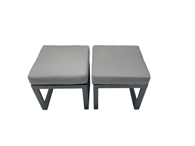 Fimous Outdoor Garden Furniture Set Aluminium Lounge 3 Seat Sofa Oblong Coffee Table Sets with Chair 4 Stools Side Table Dark Grey