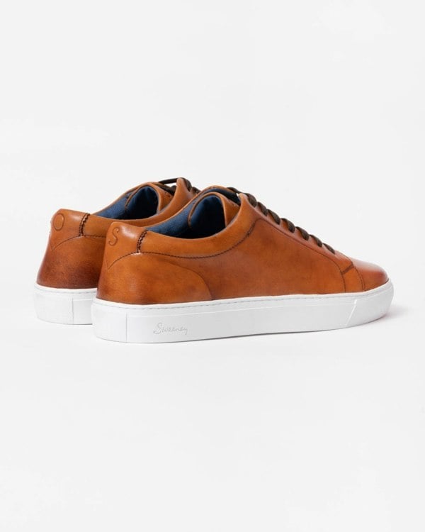 Oliver Sweeney Hayle Antiqued Calf Leather Mens Trainers - Cognac