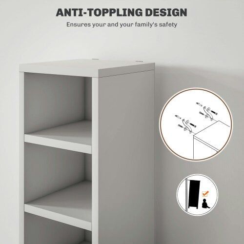 Wyld Haus Manina Wood White Tall Narrow CD Storage Tower With 204 Disc Capacity