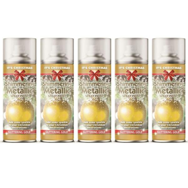 Rapide 5X - Rapide Christmas Metallic Gold 200ml Spray Paint