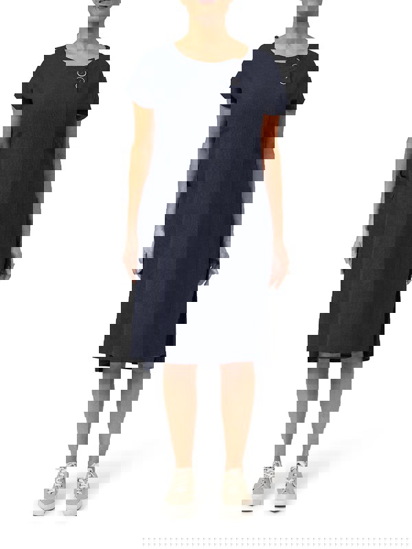 PennyPlain Cap Sleeve Linen Dress - Navy