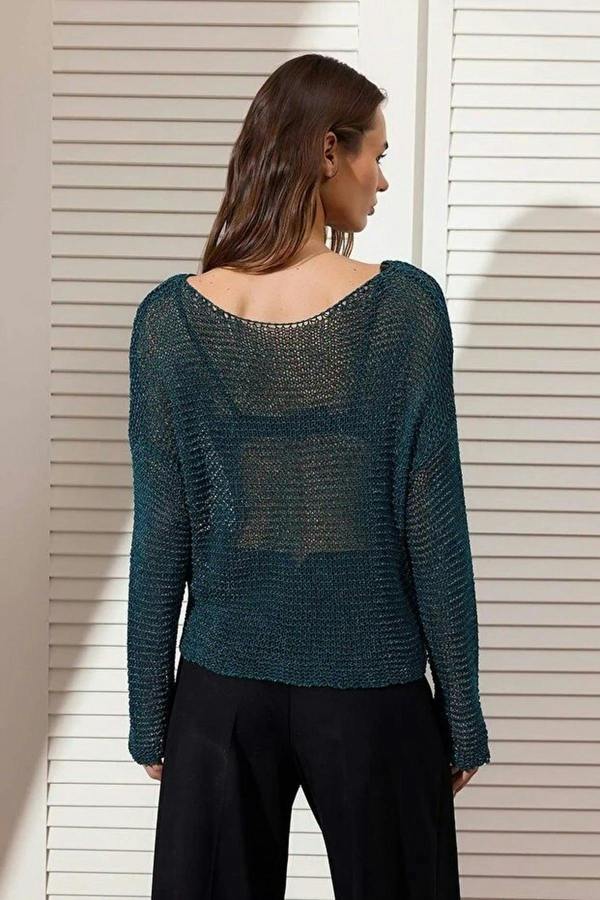 WOVCOR Transparent Boat Neck Knitted Sweater