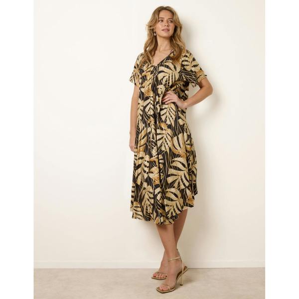 Blue Vanilla Topical Print Kimono Style Oversized Dress