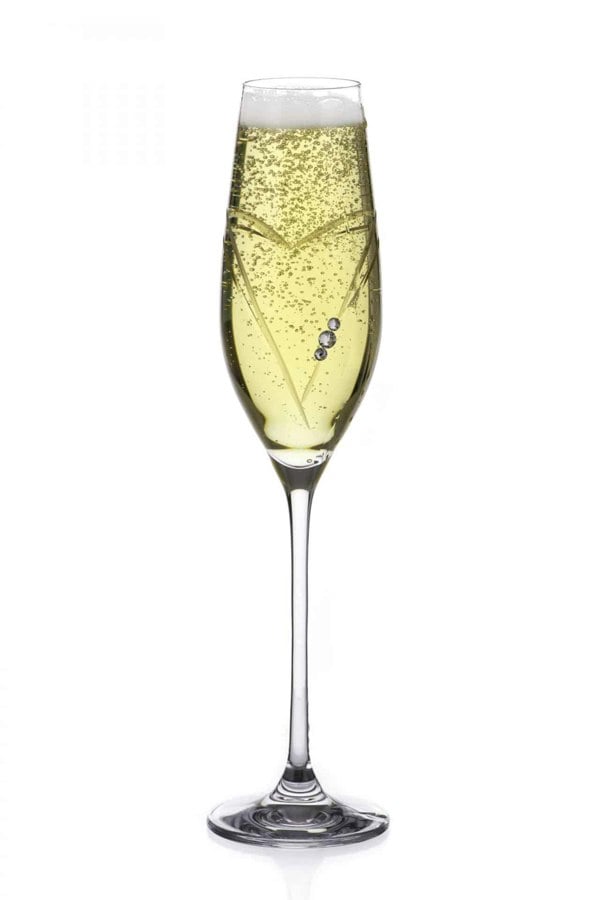 Diamante Hearts Champagne Flutes Adorned with Crystals by Swarovski® - Set of 2