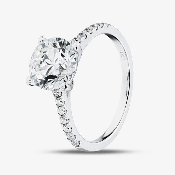 T. H. Baker Platinum 2.20ct Round Lab Grown Diamond Shoulder Set Ring LGR35523-220SF