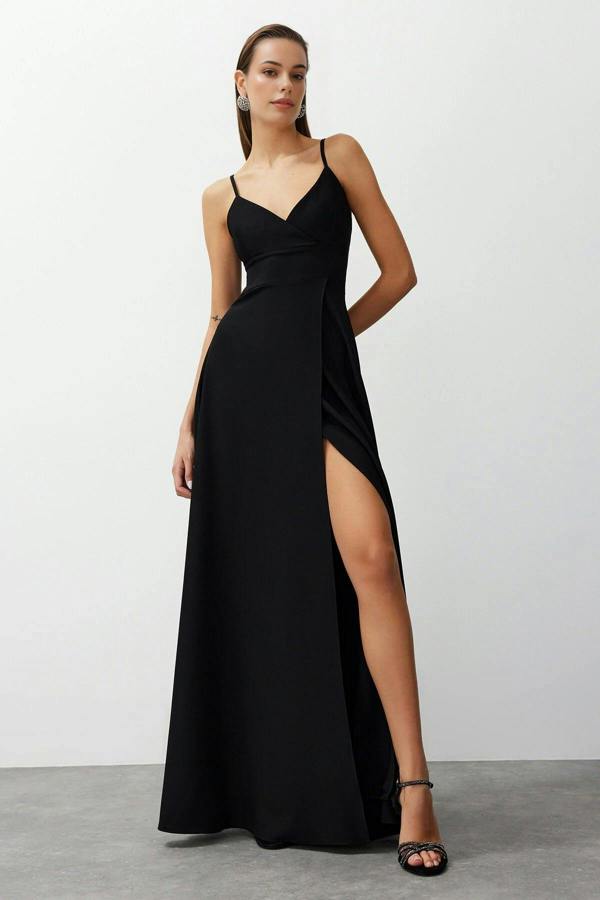 WOVCOR Woven Long Dress with Slit Detail