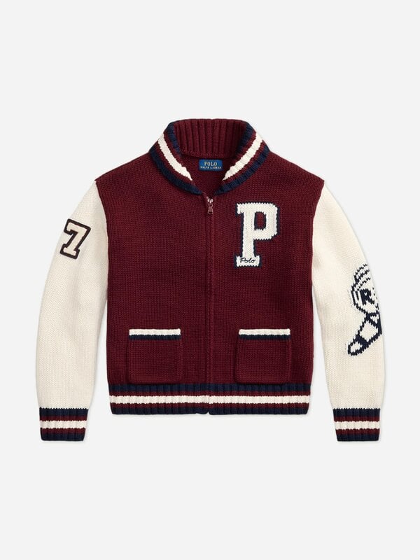 Ralph Lauren Kids Ralph Lauren Girls Cotton and Wool Varsity Jacket in Red