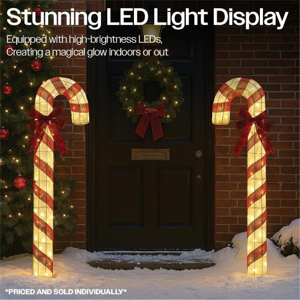 Scotts of Stow Xmas Haus 150cm Festive Christmas Outdoor LED Candy Cane Walking