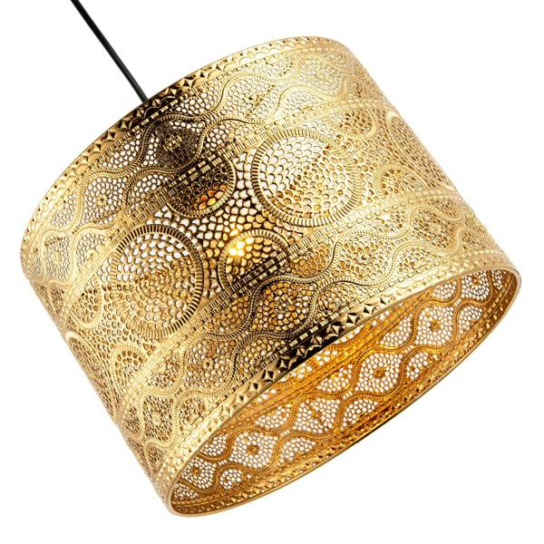 Ornate Moroccan Designed Polished Gold Metal Pendant Lighting Shade Image 4